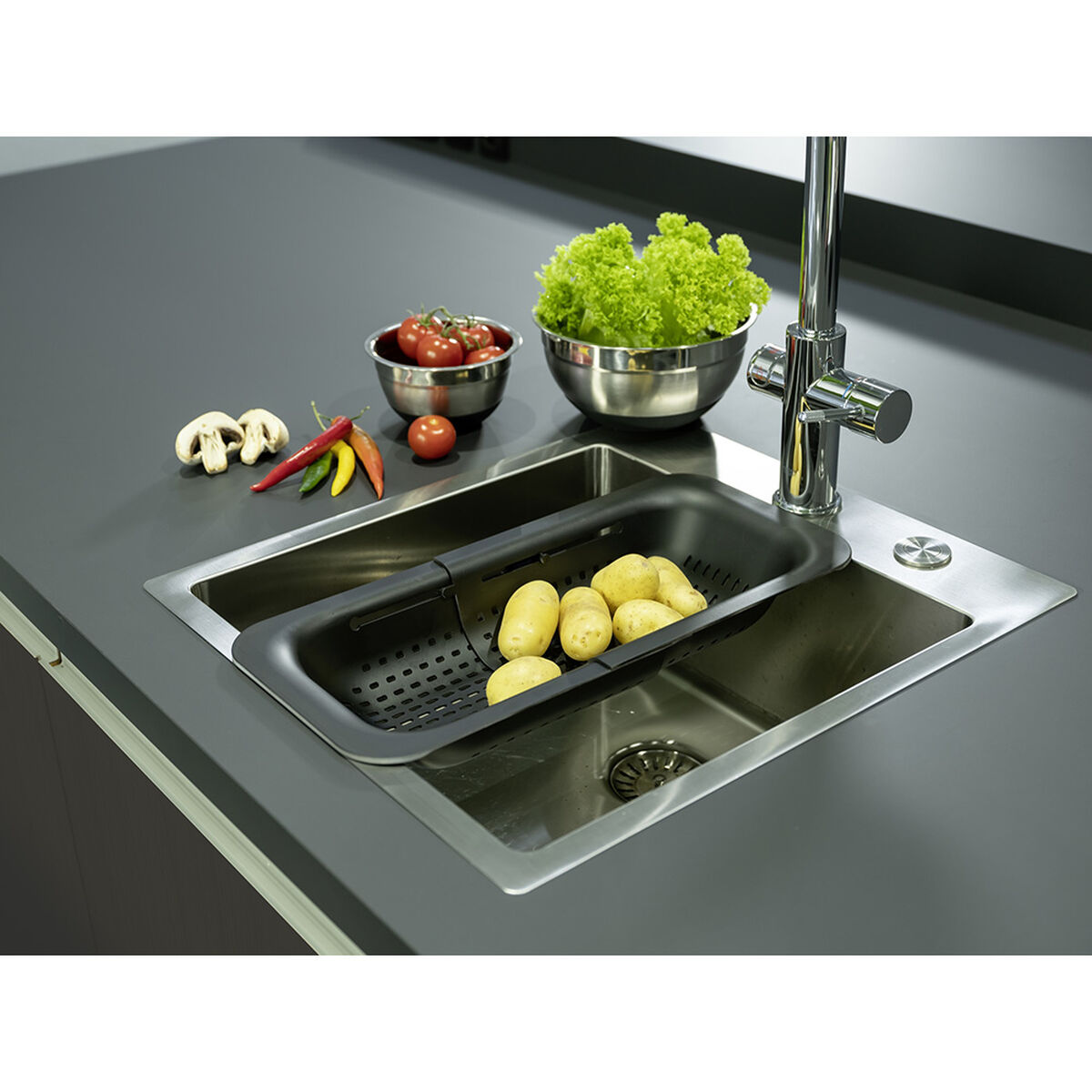 Scolapiatti Allungabile per Lavello Wenko Sievo 55012100 Nero